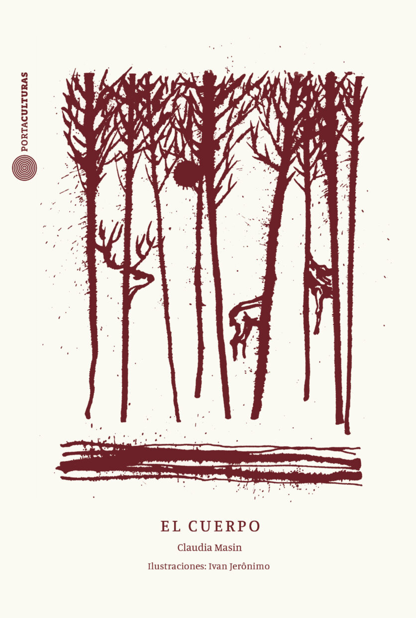 Capa do livro El Cuerpo, de Claudia Massin, mostrando desenho de uma floresta com alces entre os troncos