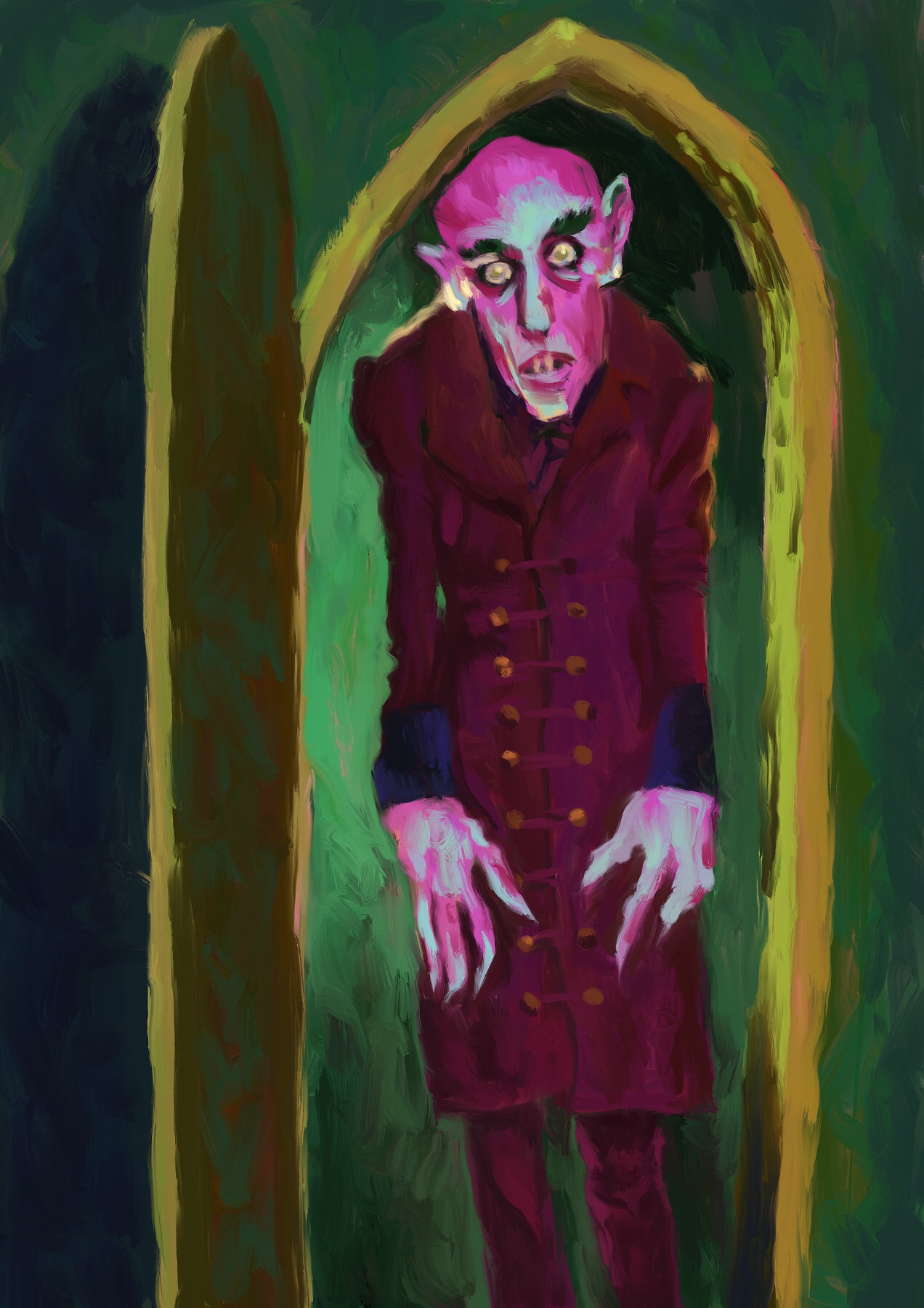 Pintura digital do personagem conde Orlok, do filme Nosferatu
