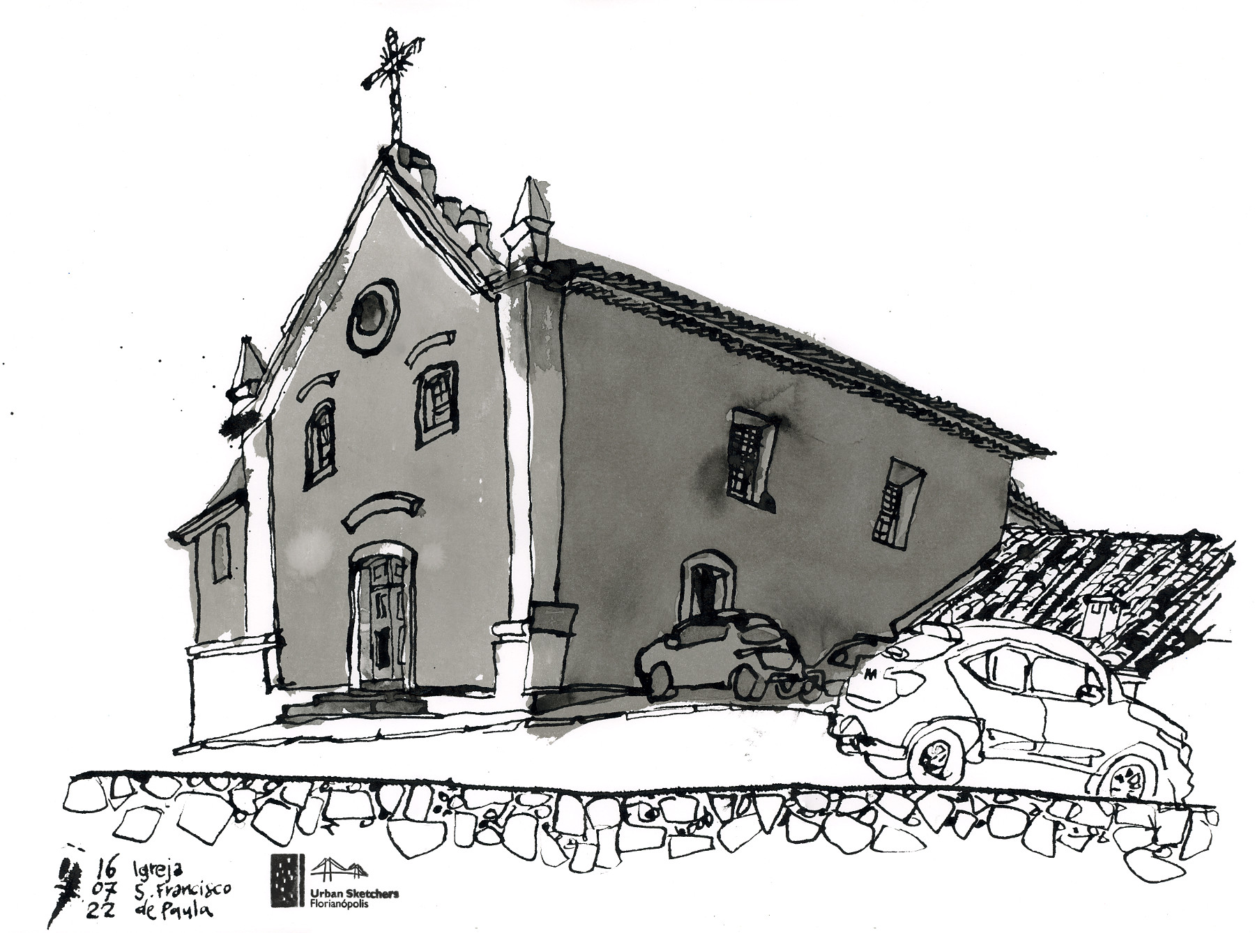 Desenho da igreja São Francisco de Paula, em Canajurê