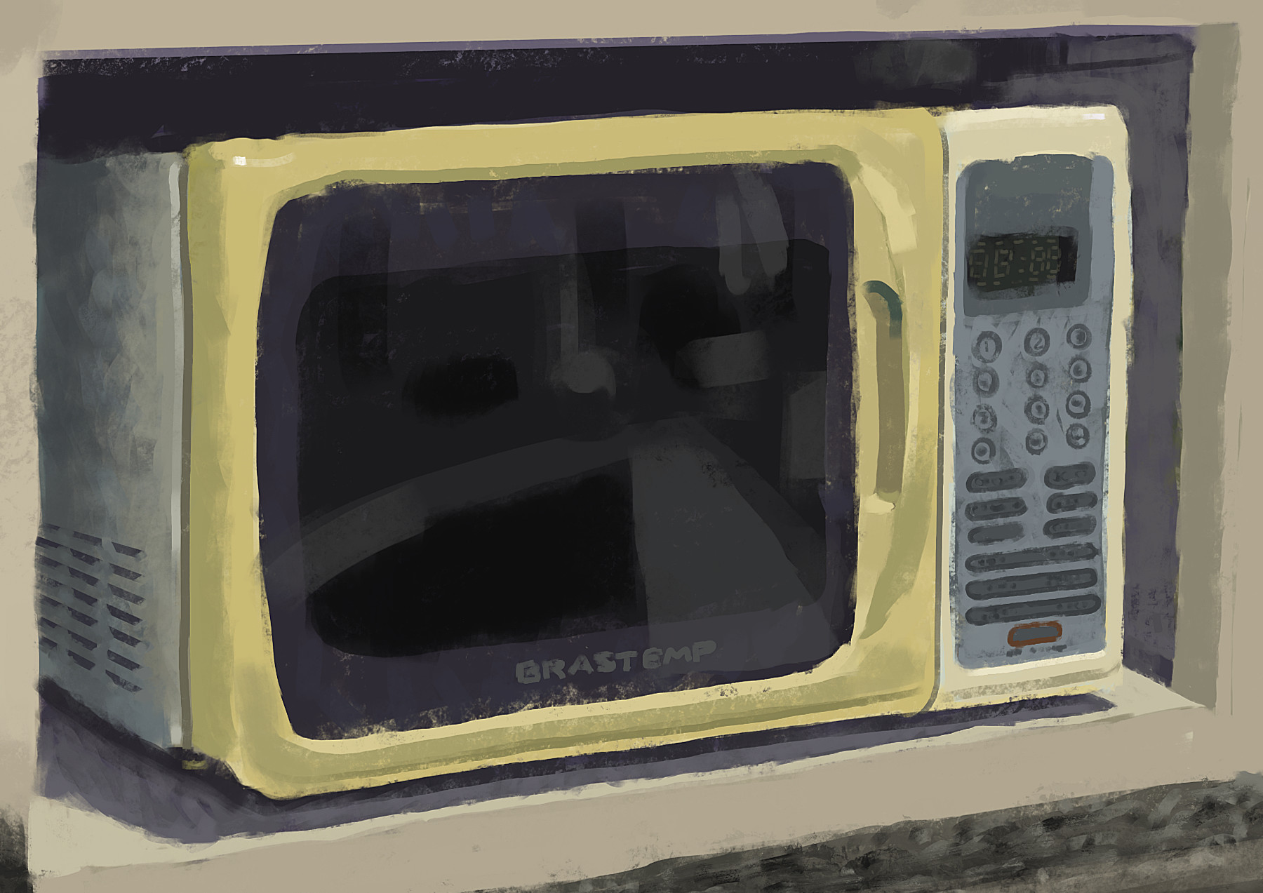 Pintura digital de um aparelho microondas