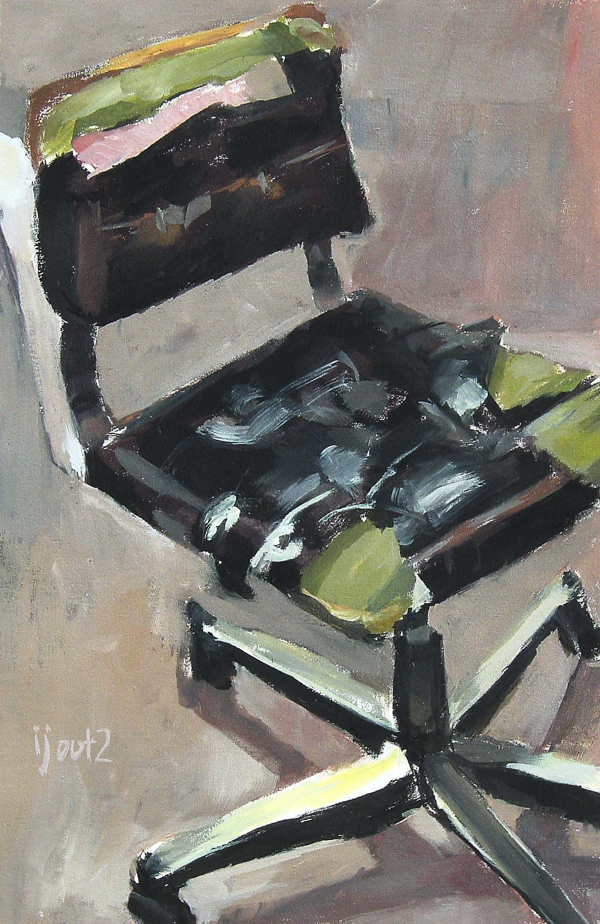 pintura de uma cadeira de escritório rasgada